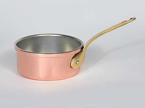 Cazo de Cobre con Asa de Latón e Interior Disponible Estañado o Inoxidable, Varios Tamaños (Estañado, 18 cm)
