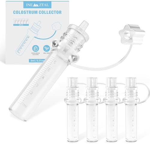 Kit de recolección de calostro, bolsa de almacenamiento de leche materna multiusos, colector de calostro portátil, colector de leche materna, kit de cosecha de calostro sin BPA, 6 ml, 5 unidades
