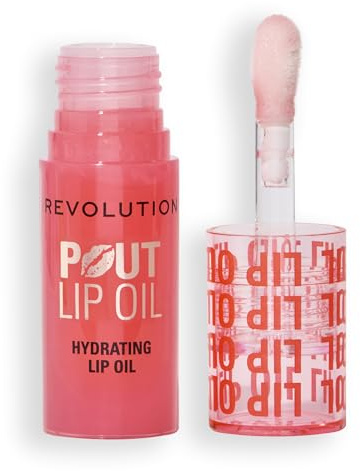 Revolution, Pout Lip Oil, Nourishing Tinted Lip Oil, High Shine, Non-Sticky Finish, Vegan & Cruelty-Free, Juicy Peach, 4ml