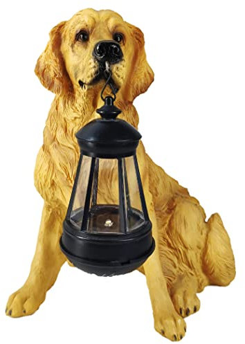 Statues de Chien Statues de Jardin, Ornements solaires d'extérieur, Lampes solaires Statue d'extérieur, Patio, Pelouse, Cour, Golden Retriever
