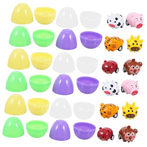 12 Sets Animal Cart Eggs Easter Small Squishy Easter Eggs Easter Egg Painting Kit Dinosaur Eggs Easter Egg Easter Games Animal Colorful Plastic