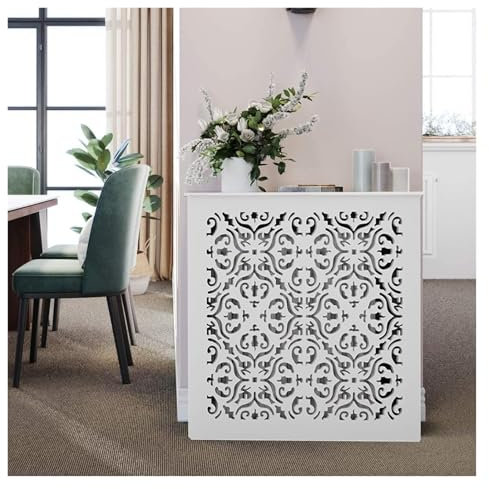 Qulamrdk Cache-radiateur Moderne à Lattes étagère supérieure en Bois Cache-radiateur MDF laqué Blanc Convient pour Le Bureau Balcon Chambre à Coucher Blanc(70x80x20cm)