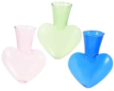 GRIRIW 3stücke Herzvase Aus Glas Transparente Hydrokultur-pflanzgefäße Zwiebelvasen Für Zimmerpflanzen Tischpflanzgefäße Kleine Durchsichtige Vasen Für Dekor