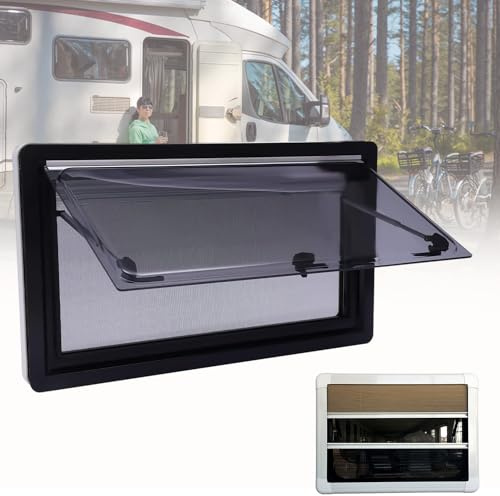Hinged side window, caravan window with integrated roller blind and fly screen for rv caravan camper mobile motor house,900 * 550mm