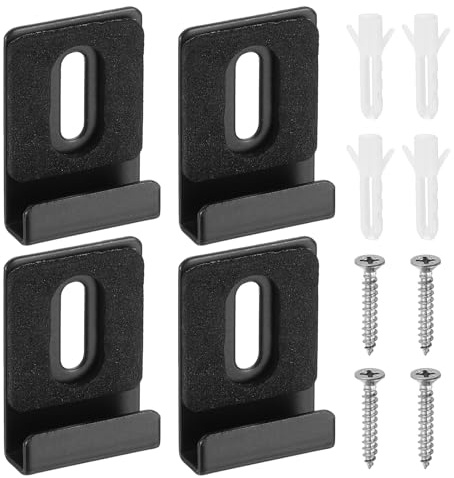 QUARKZMAN 4Pcs Supports De Miroir En Métal, Kit De Fixation Pour Miroirs Avec Vis Et Patins En Caoutchouc Taille Grande Pour Miroirs Sans Cadre, Carreaux Muraux, Panneaux D'affichage, Noir