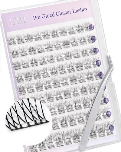 LZM Selbstklebende Wimpern Einzeln Natürlich C Curl Cluster Lashes (WMY) | 10-16mm, Einfach Und Schnell Zu Tragen Keine Belastung Einzelne Wimpern Extensions Set mit Pinzette Press On Lashes