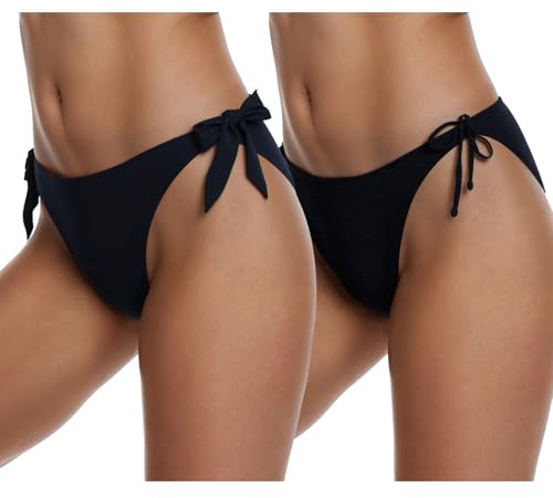 Adigaber Bas de Maillots Femme Taille Haute et Taille Basse Short de Bain Femme Lot de 2 pour Femmes Filles Adolescents