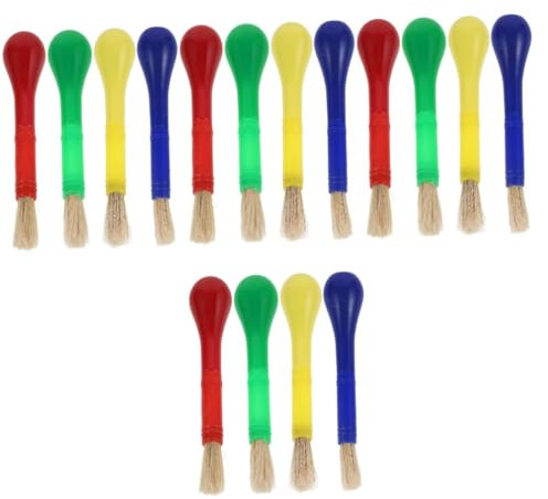 Yardwe 4sets Art Paint Brushes Lightweight Plastic Handle Doodle Painting Brushes for Watercolor Oil Painting Easy Clean Up with Soap Water 4pcs*4