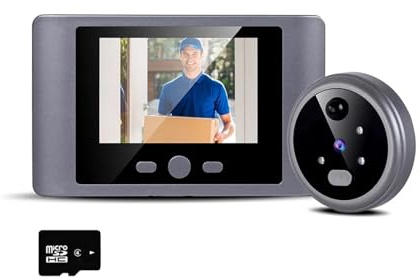 VEKELETE Spioncino Digitale for la Sicurezza Domestica, videocitofono 480P con Telecamera e Microfono, Supporto for Registrazione Video, Nessuna App, nessun Wi-Fi(Doorbell 32G)