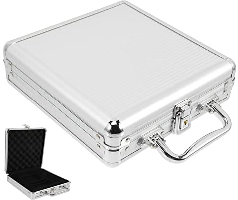 KONTONTY Metallhandkoffer und Karten mit Großem Fassungsvermögen Leichtes Aluminiumlegierungs Pokerchip Etui mit Facheinteilung Griff und Schnappverschluss