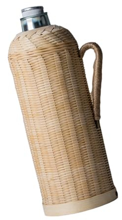 Cabilock Handgefertigte Thermosflasche aus Glas 2L Retro Bambusgeflecht Praktische Wasserflasche für Tee Zuhause oder Dekoration