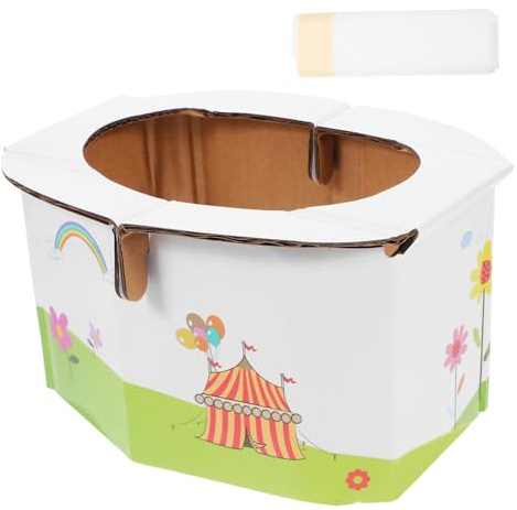Faltbare Tragbare Papiertoilette für Babys, Weiß, 1 Stück | Reisetöpfchen für Auto und Unterwegs, mit Plastikbeuteln, Kompakt und Leicht