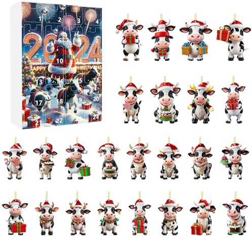 Calendario de Navidad, de Adviento, colgante de de 24 días, calendario de cuenta regresiva de Navidad | Colgantes acrílicos 2D para profesores, miembros de la comunidad, vinculación