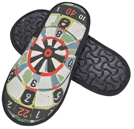 Tofflor Dart Board halkfria skor lätta bomullstofflor för hotellresa utomhus, Pälsar tofflor 1586, 4.5/6 UK
