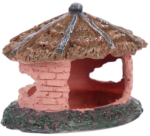JOINPAYA Grotte Tortue en Résine Forme Cottage pour Terrarium, Décoration de Terrarium et Boîte Alimentation Insectes, Promoteur D'appétit et Refuge pour Reptiles