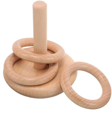 BESPORTBLE Ringwurfspiel aus Buchenholz für Kleinkinder 0 1 Stapelringe mit Stangenbasis Nachhaltiges Lernspielzeug für Drinnen und Draußen Familienspiel für Garten und Zuhause