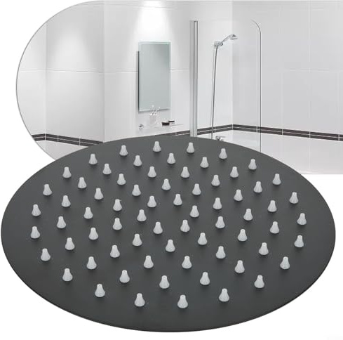 Pommeau de douche rond de 20 cm, tête de pluie en acier inoxydable haute pression, ultra mince de 20 cm, pommeau de pulvérisation d'ongles en silicone pour salle de bain