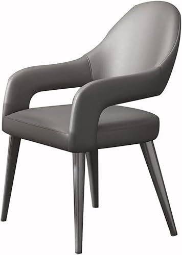 Moderner grauer Esszimmerstuhl – Stilvoller Ledersessel mit Metallbeinen für Küche und Esszimmer, bequeme Sitzgelegenheit für Heimdekoration, omic-Design