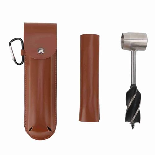 Culnflun – clé à tarière Manuelle pour Le Bois, clé à tarière de Survie multifonctionnelle, Outils de poinçonnage pour Le Travail du Bois, étui en Cuir PU Marron