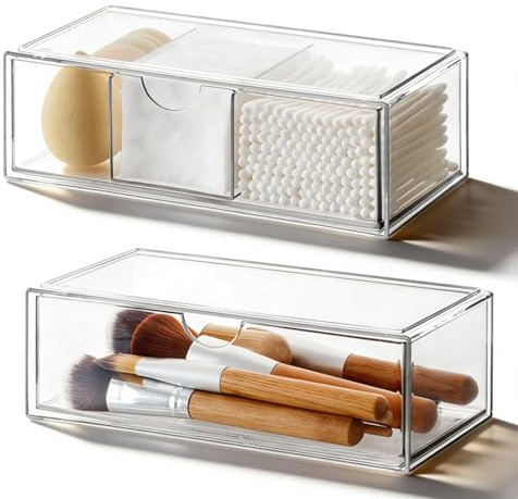 Badezimmer Organizer Mini mit Schubladen, Transparent Schubladen Organizer Stapelbar Acrylic Make Up Organizers Kosmetik-Organizer-Schublade Badorganizer Schublade für Kommode Waschtisch Bad Küche