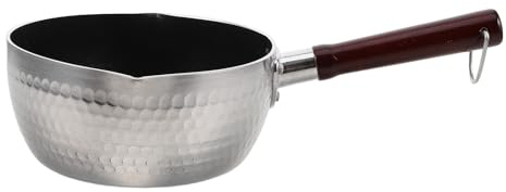 FUNNETOYU Wooden Handle Nonstick Saucepan 18cm Japanese Ramen Noodle Pot Aluminum Multi-function Stovetop Cooking Pot for Soups, Milk, and Porridge