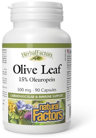 HerbalFactors by Natural Factors, Olive Leaf 500 mg, Natural Wellness Formula, 90 Capsules