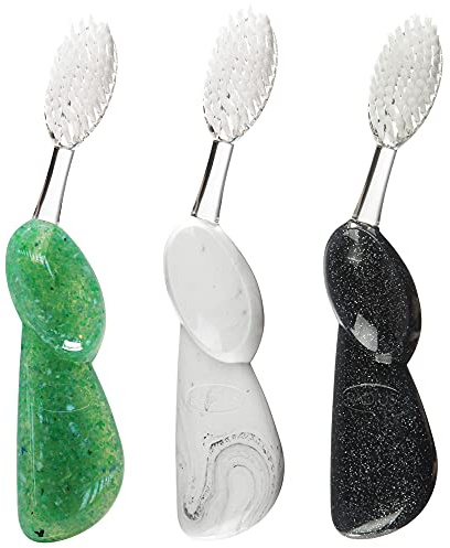 RADIUS Big Brush BPA Free & ADA Accepted Toothbrush Designed to Improve Gum Health & Reduce Gum Issues - Right Hand - Midnight Sky/ Marble/ Soda Pop Eco Grind - 3 count (pack of 1)