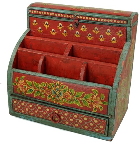 GURU SHOP Vintage Schreibtisch Ordner, Schreibtisch Ablage - rot Modell 1, 30x30x20 cm