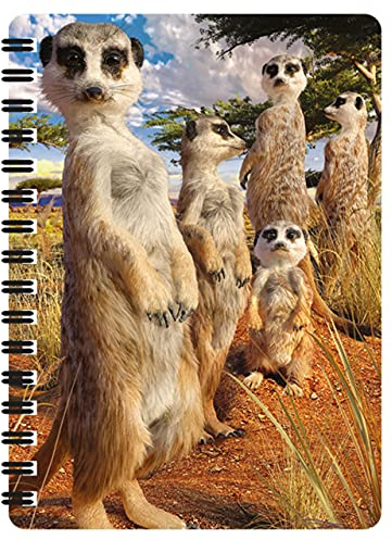 3D LiveLife Jotter - Erdmännchen-Blick von Deluxebase. Linsenförmiges 3D Safari A6 Spiralblock. Ein liniertes Notizbuch mit Kunstwerken, die vom bekannten Künstler David Penfound lizenziert wurden