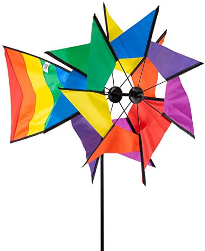 CIM Windspiel - Windmill 77 RB - UV-beständig und wetterfest - Windräder: Ø40cm, Ruder: 40x26cm, Höhe: 110cm - inkl. Fiberglasstab