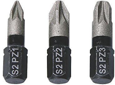 Erbauer Diamond Impact Screwdriver Bits Mixed x 25mm 3 Pieces