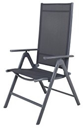 Ambientehome 50001 Aluminium Klappstuhl Klappsessel Hochlehner Campingstuhl, grau