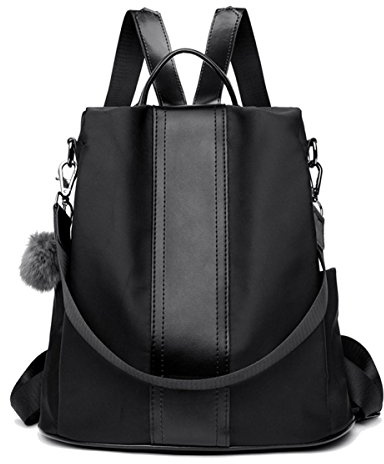 LOSMILE Zaino Donna Borse a zainetto Borse a spalla in Nylon Zaino alla moda con tracolla Casuale Daypack Borse a mano Backpack Daypack per Scuola Viaggio lavoro (nero)