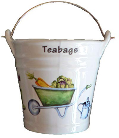 Gardening Design Bucket Teabag Tidy, Porcelain Bucket Teabag Tidy (Large)