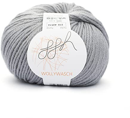 ggh Wollywasch - 100% Schurwolle (Superwash) - Wolle zum Stricken oder Häkeln - Lauflänge 125m auf 50g - Farbe 210 - Grau