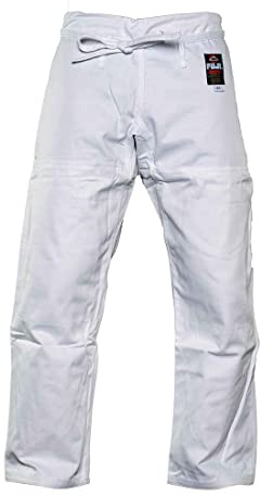 FUJI Sports Brazilian Jiu-Jitsu Gi Pants – Adult BJJ Pants, Flat Drawstring, Reinforced Cotton, For Training & Competition, White, Size, A1