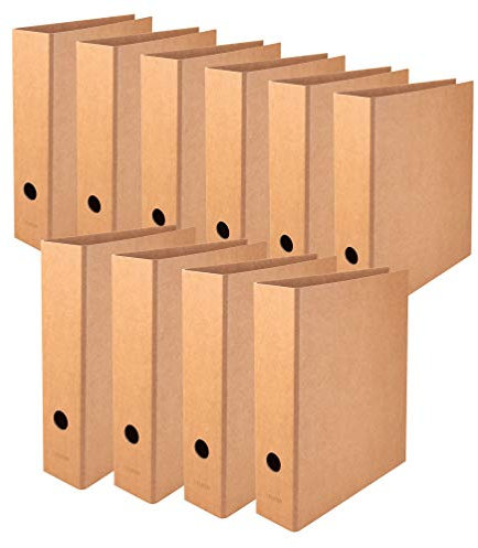 Original Falken 10er Pack Vegan-Ordner Pure Nature. Made in Germany. 8 cm breit DIN A4 Braun Aktenordner Briefordner Büroordner Pappordner Schlitzordner