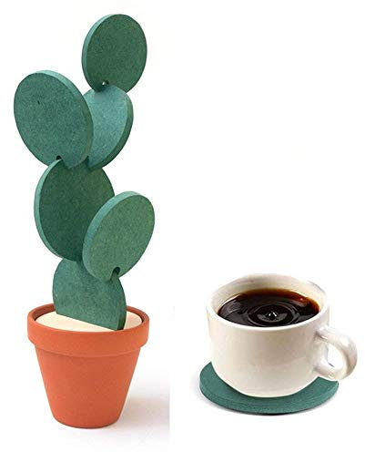 Nioslier Coasters Creative Cactus Shaped Design Set of 6 Pieces for Home Office Decor