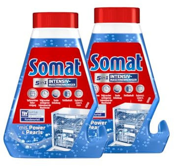 Somat 5in1 Additive Intensiv-Maschinenreiniger (2x250ml), Spülmaschinenreiniger flüssig zur Tiefenreinigung, mit Entkalkungsfunktion für hygienische Sauberkeit