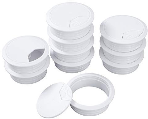 Kabeldurchführung Ø60mm Pc Computer Schreibtisch Kunststoff Ösen Kabel Ordentlich für Office Home Arbeitsplatte Weiß 10 Packung