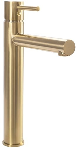 Rea Waschtischarmatur TESS BRUSH GOLD HAUT Wasserhahn Bad Badarmatur aus Messing Armatur für Waschbecken Badezimmer Mischbatterie Waschbecken Einhebel (Gebürstetes Gold)