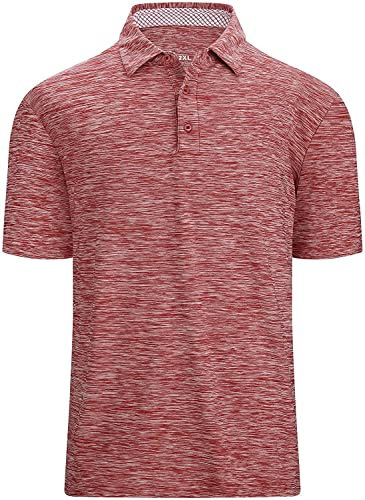 Herren Golf Shirt Shortsleeve Poloshirt Arbeit Kurzarm Klassisch T-Shirt Sport Polohemd Tennis Schnelltrocknend Atmungsaktiv Sportshirt Rot XXL