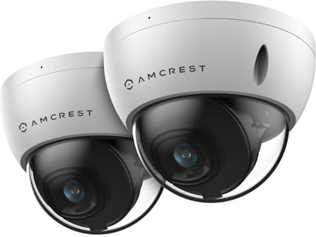 Amcrest Pack of 2, 5MP POE Camera, Outdoor Vandal Dome Security POE IP Camera, 5-Megapixel, 98ft NightVision, 132° FOV, IP67, MicroSD 256GB (Sold Separately), Cloud, NVR (IP5M-D1188EW-AI-V3)