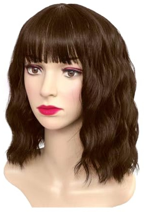 SKHAOVS Damen Perücke Kostüm Cosplay Perücke Sexy Langhaar Damen Frauen gewellt Synthetische Haare Halloween Karneval Cosplay Synthetische mit Pony(Braun)