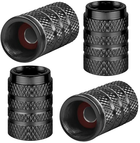 4 pezzi Cappucci stelo valvola pneumatici in alluminio Cappucci antipolvere per auto in metallo per pneumatici auto Cappucci valvole universali per pneumatici con guarnizione per moto, camion, bici