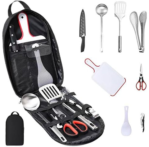 DLULTEP Camping Cooking Utensils Set, Camping Essentials, Camping Kitchen Utensils Storage Travel Set, Perfect for Outdoor Activities,Such As Backpacking, Barbecuing, Camping, and Hiking