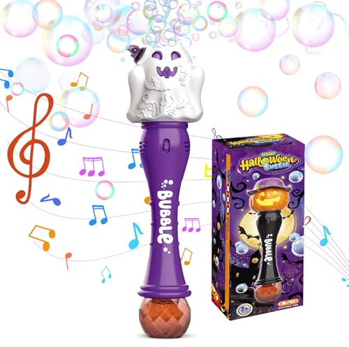 PANACARE Halloween Bubble Wand, Spöke Bubble Wand, Automatisk Bubble Machine 10000+ Bubblor/Med Musik/Lösning Bubblor/Ljus, Bubble Leksak för Barn Dekoration Present