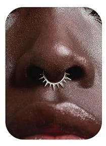 BodyBonita 16G Spike Septum Piercing – 316L Edelstahl Nasenpiercing Conch Helix Piercings Schmuck Nasenring Tragus Daith Knorpel Ohrpiercing 14 Karat Gold/Silber 8 mm/10 mm