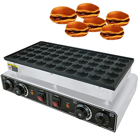 Comercial antiadherente 50 agujeros Dorayaki Maker eléctrico/Gas Mini Muffin Waffle Maker Dutch Pancake Poffertjes Griller Machine