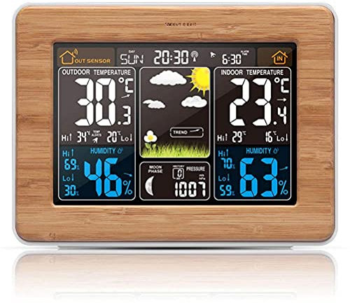 Reloj despertador con estación meteorológica, barómetro inalámbrico digital de temperatura y humedad, pronóstico del tiempo, reloj electrónico con estación meteorológica, pantalla de tiempo, relo